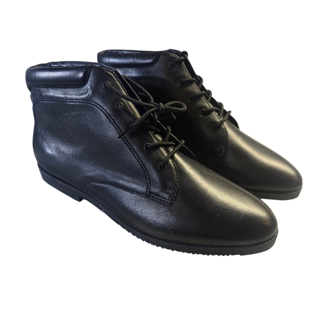Danexx Black Leather Boho Hipster Comfortable Lace Up Bootie Size 8M